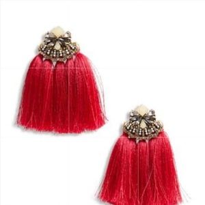 BP. Jeweled Tasseled Fan Earrings in Pink